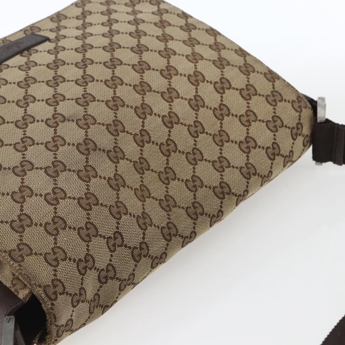 GUCCI GG Canvas Shoulder Bag Beige Silver 146236 Auth 165033