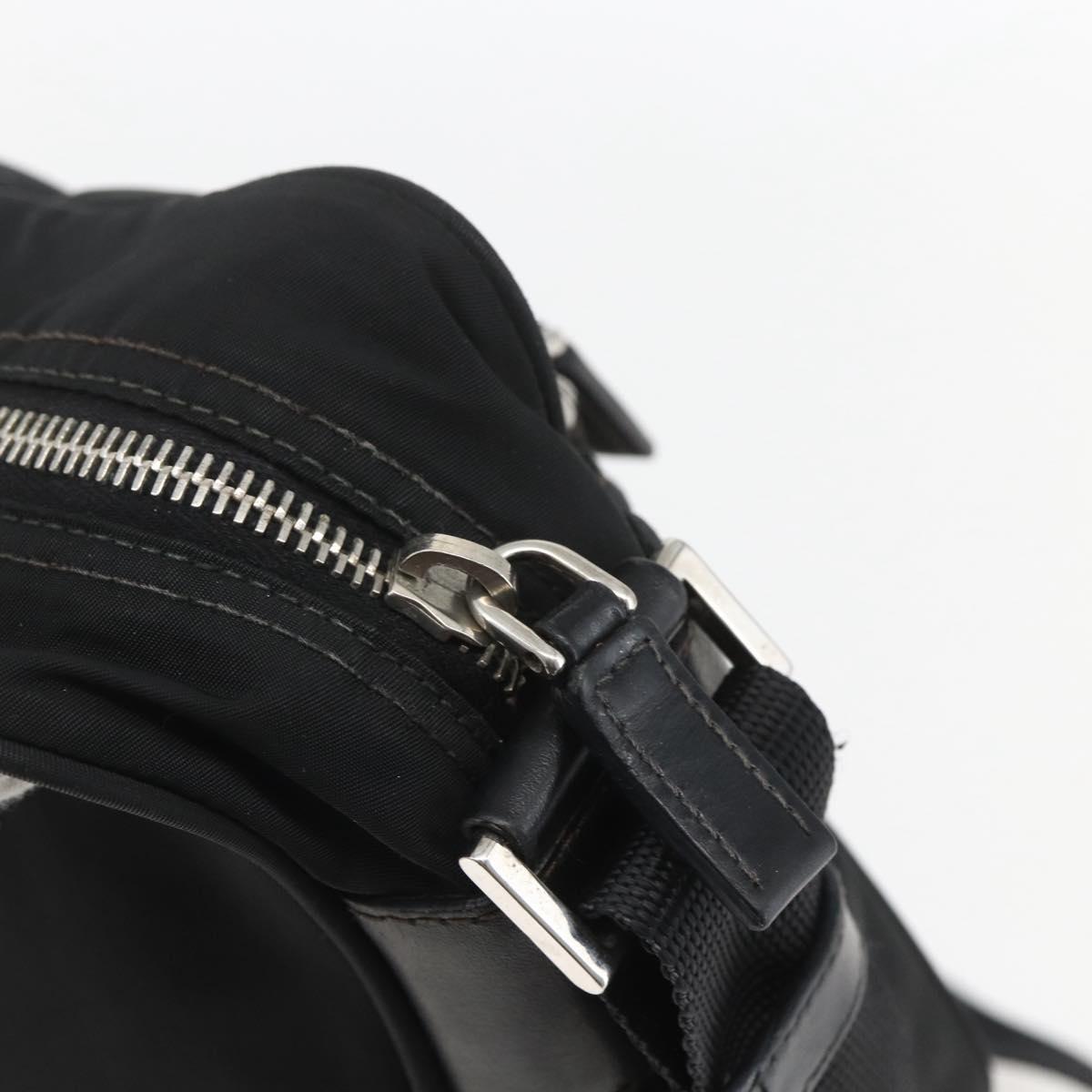 PRADA Shoulder Bag Nylon Black Silver Auth 165034