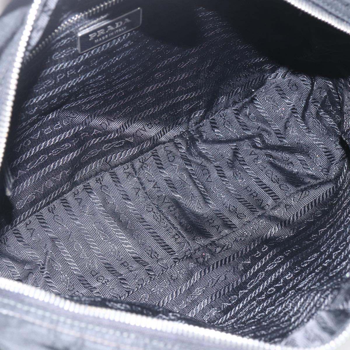 PRADA Shoulder Bag Nylon Black Silver Auth 165034