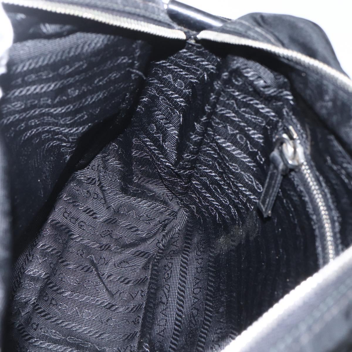 PRADA Shoulder Bag Nylon Black Silver Auth 165034