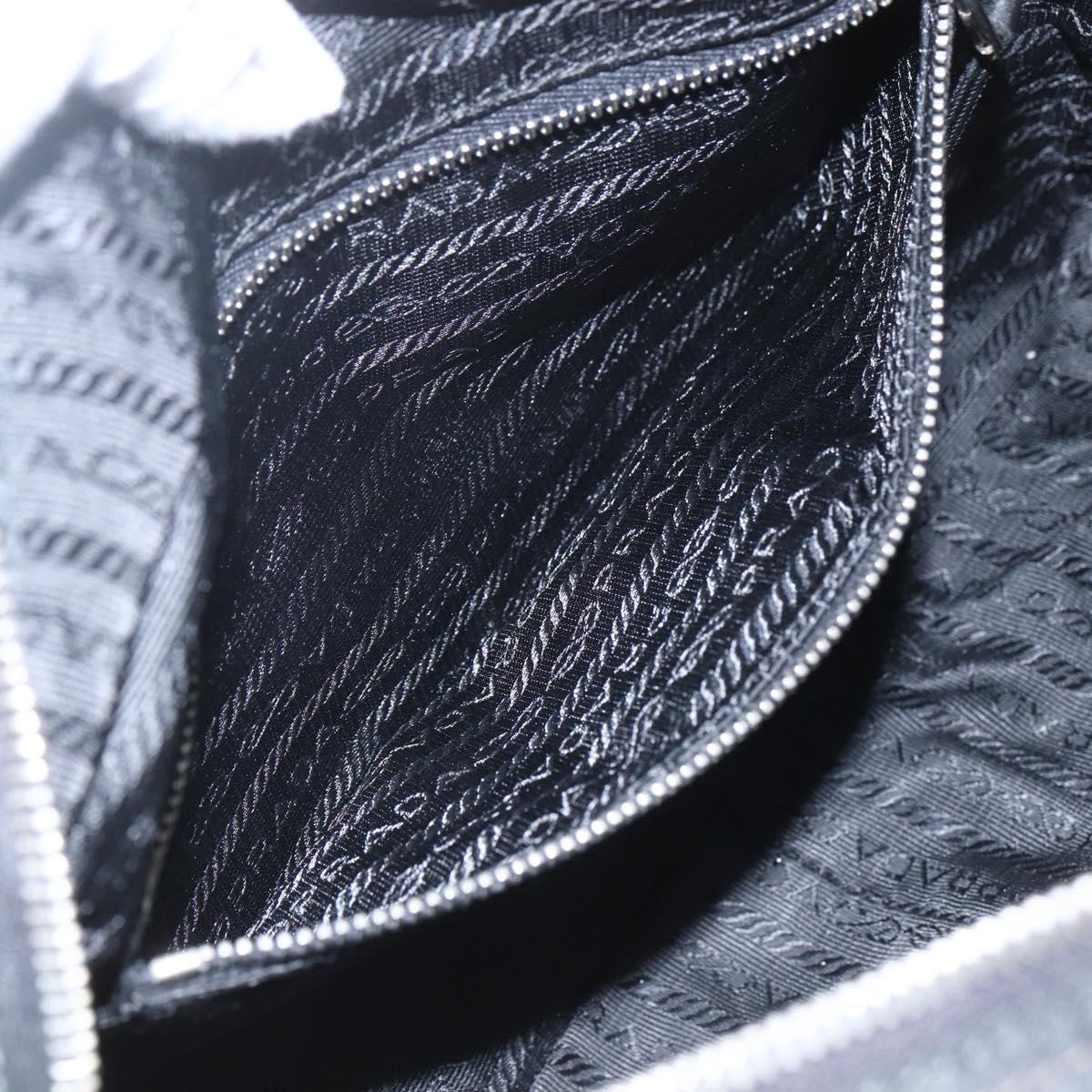 PRADA Shoulder Bag Nylon Black Silver Auth 165034