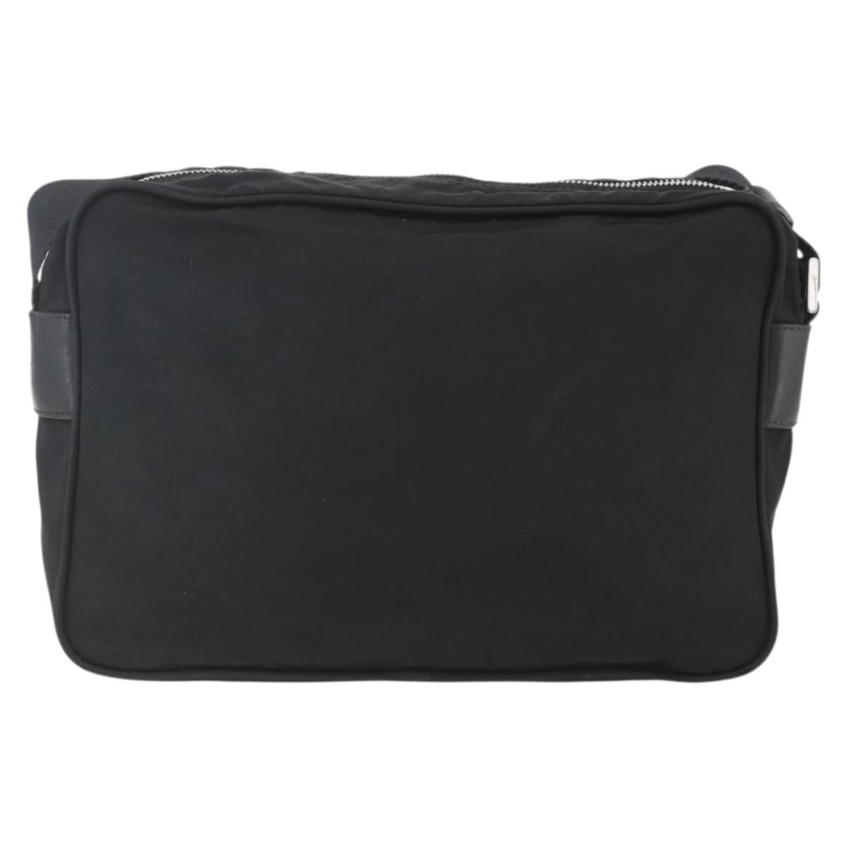PRADA Shoulder Bag Nylon Black Silver Auth 165034