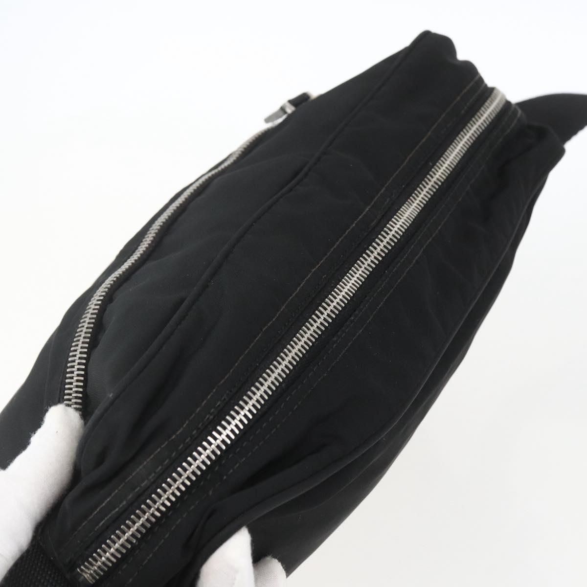 PRADA Shoulder Bag Nylon Black Silver Auth 165034