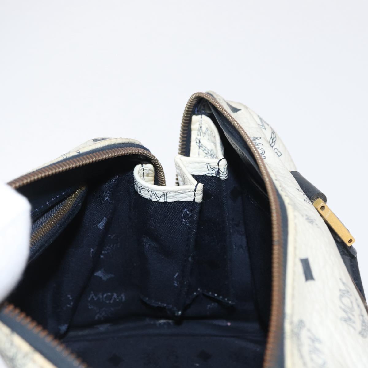MCM Logogram Vicetos Hand Bag PVC White Gold Auth 165036