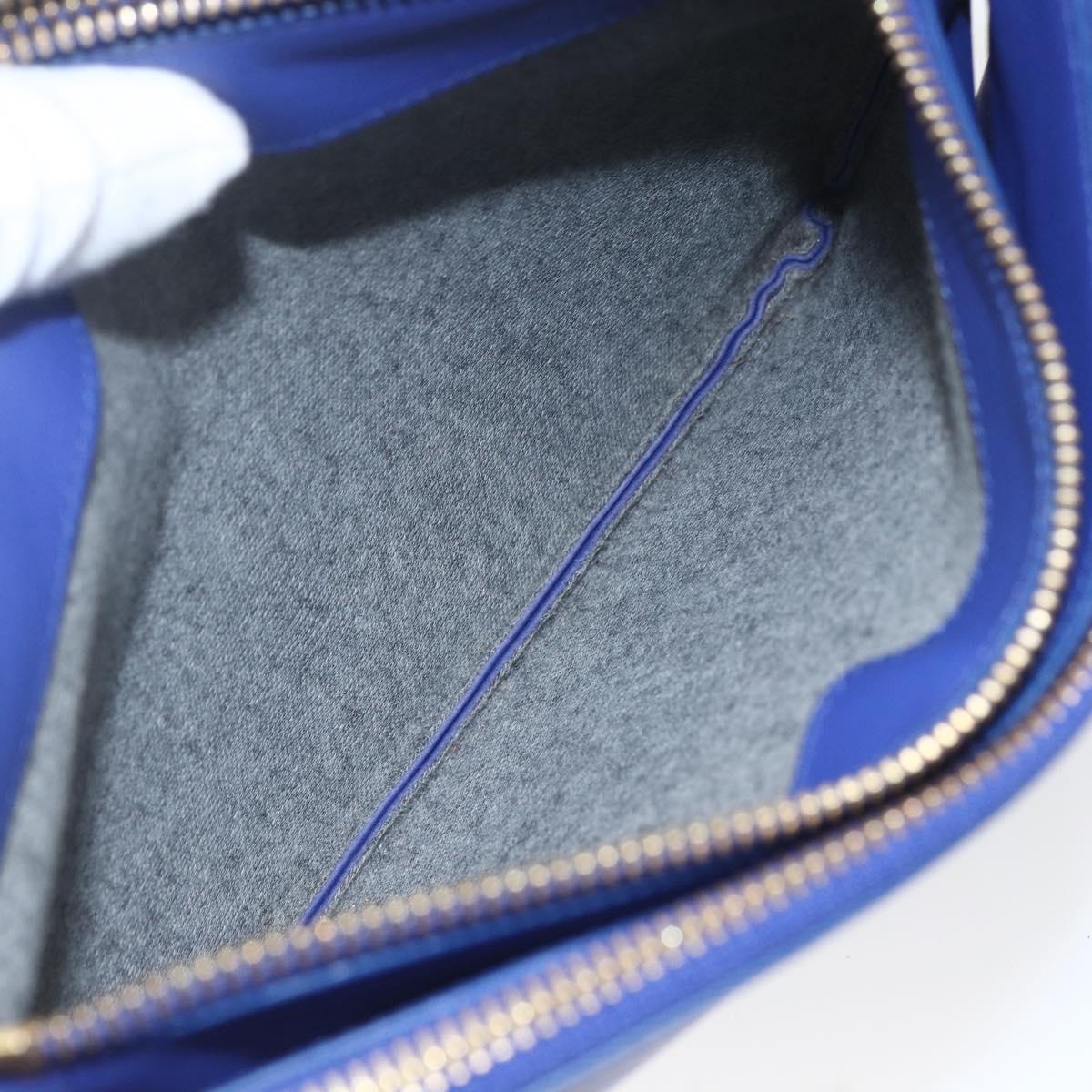 CELINE Trio Large Shoulder Bag Leather Blue Gold Auth 165038