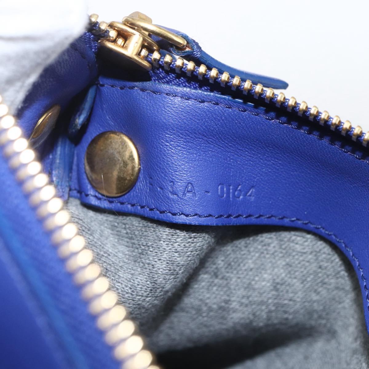 CELINE Trio Large Shoulder Bag Leather Blue Gold Auth 165038