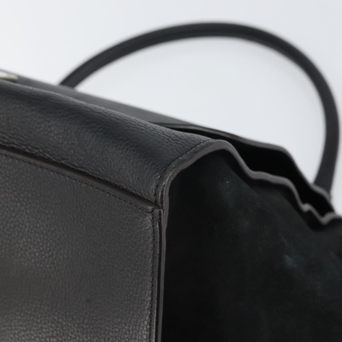 CELINE Trapeze Hand Bag Leather Suede Black Silver Auth 165042