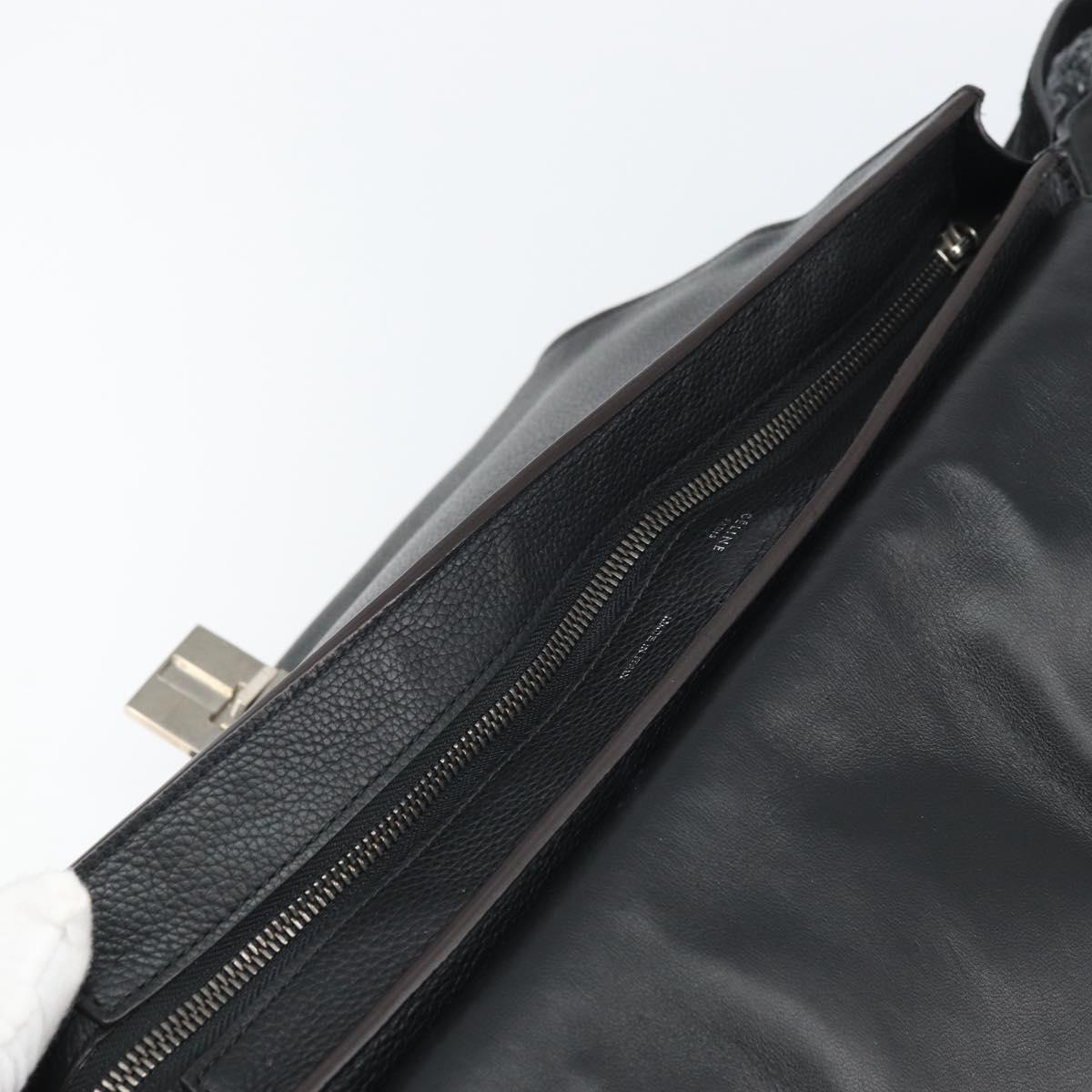 CELINE Trapeze Hand Bag Leather Suede Black Silver Auth 165042