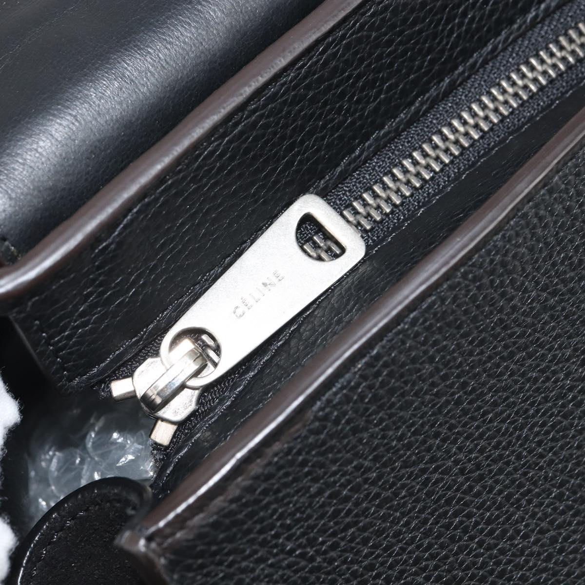 CELINE Trapeze Hand Bag Leather Suede Black Silver Auth 165042