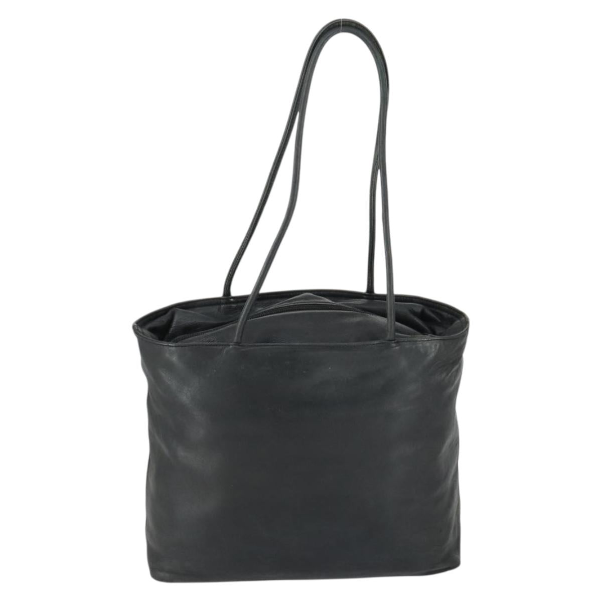 PRADA Tote Bag Leather Black Auth 165044