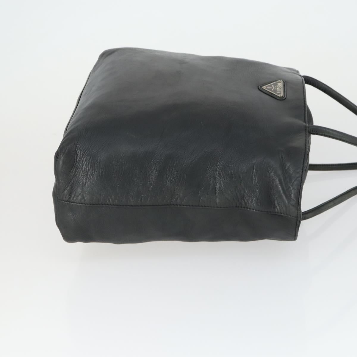PRADA Tote Bag Leather Black Auth 165044