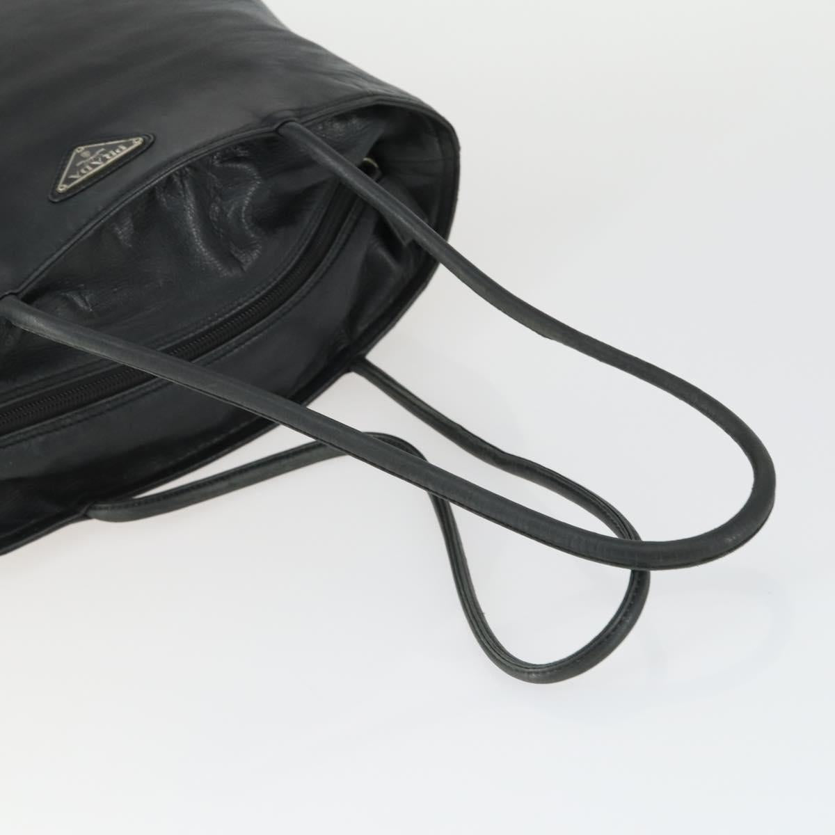 PRADA Tote Bag Leather Black Auth 165044