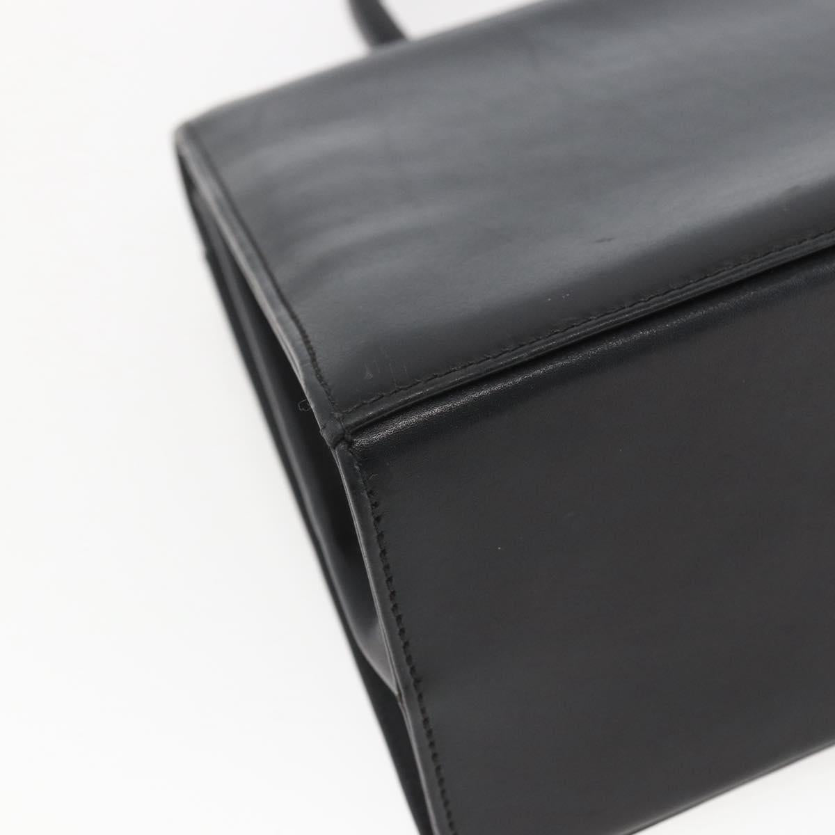 Salvatore Ferragamo Gancini Hand Bag Leather Black Gold Auth 165048