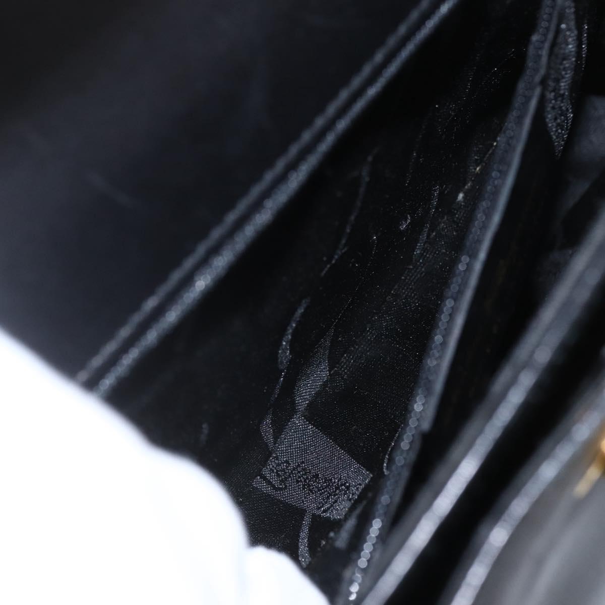 Salvatore Ferragamo Gancini Hand Bag Leather Black Gold Auth 165048