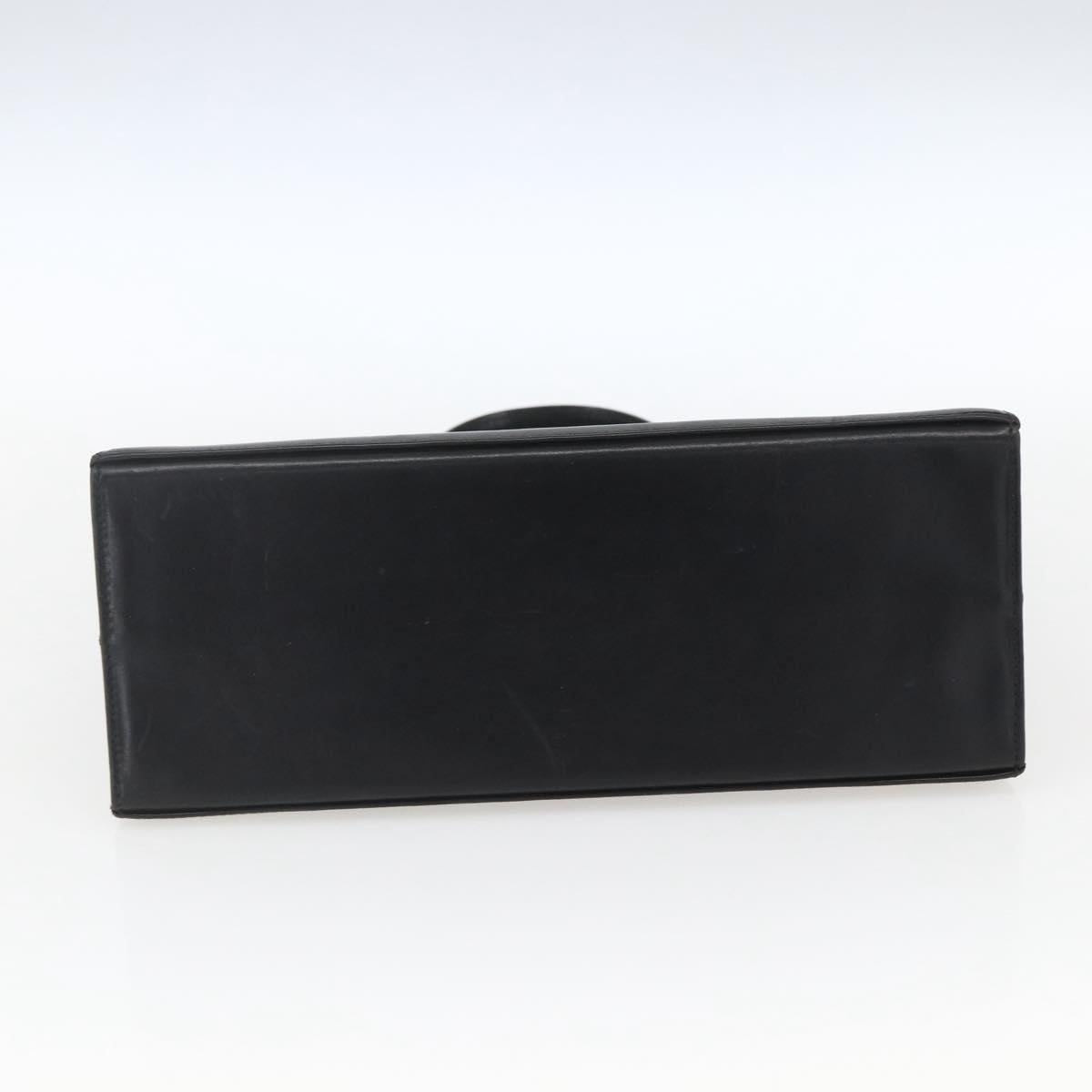 Salvatore Ferragamo Gancini Hand Bag Leather Black Gold Auth 165048