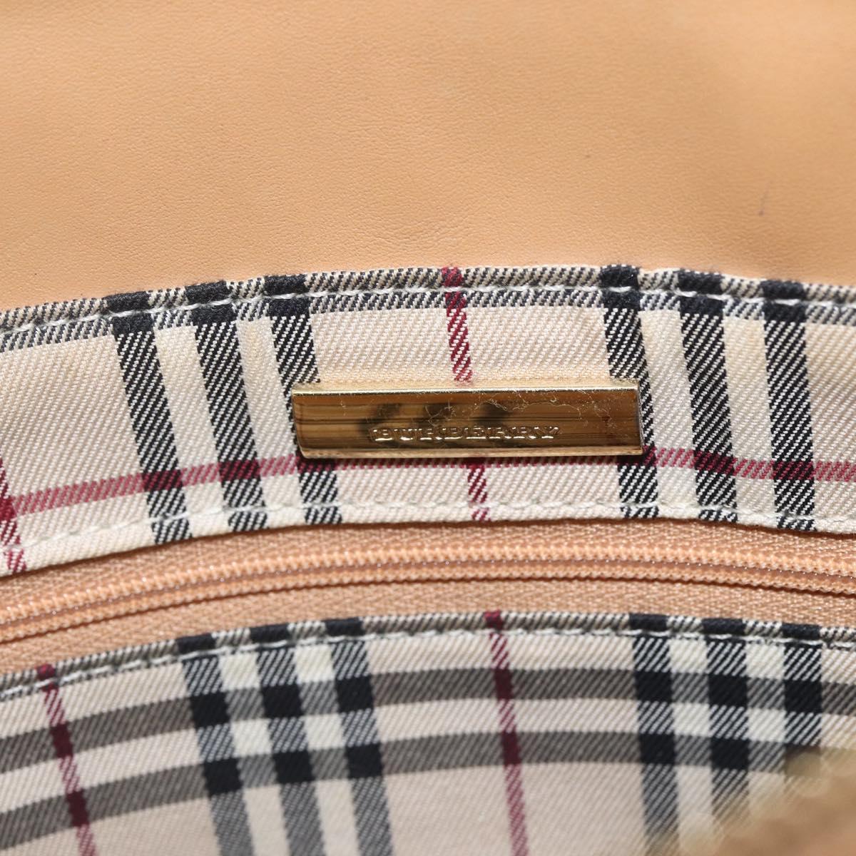 BURBERRY Hand Bag Leather Beige Gold Auth 165049