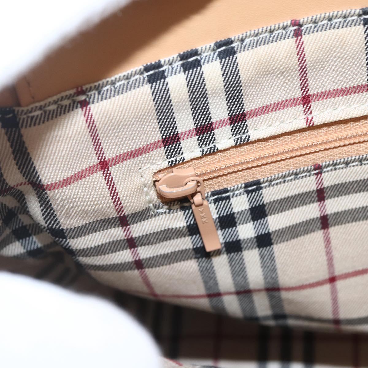 BURBERRY Hand Bag Leather Beige Gold Auth 165049