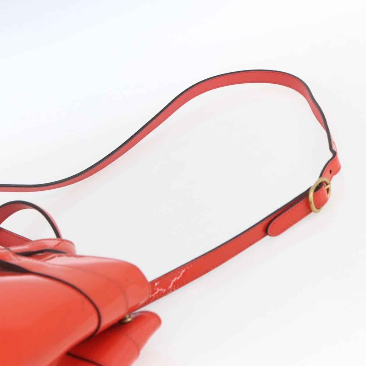 GUCCI Horsebit Hand Bag Patent leather 2way Orange 319795 Auth 165050