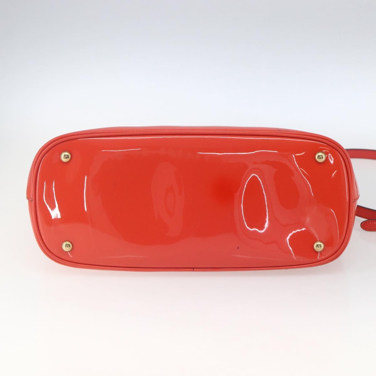 GUCCI Horsebit Hand Bag Patent leather 2way Orange 319795 Auth 165050