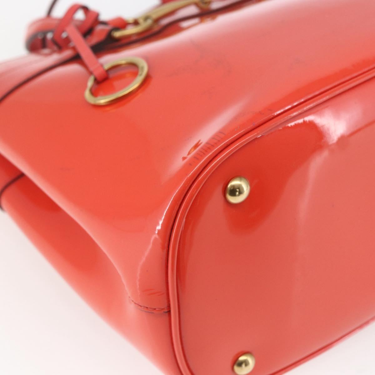 GUCCI Horsebit Hand Bag Patent leather 2way Orange 319795 Auth 165050