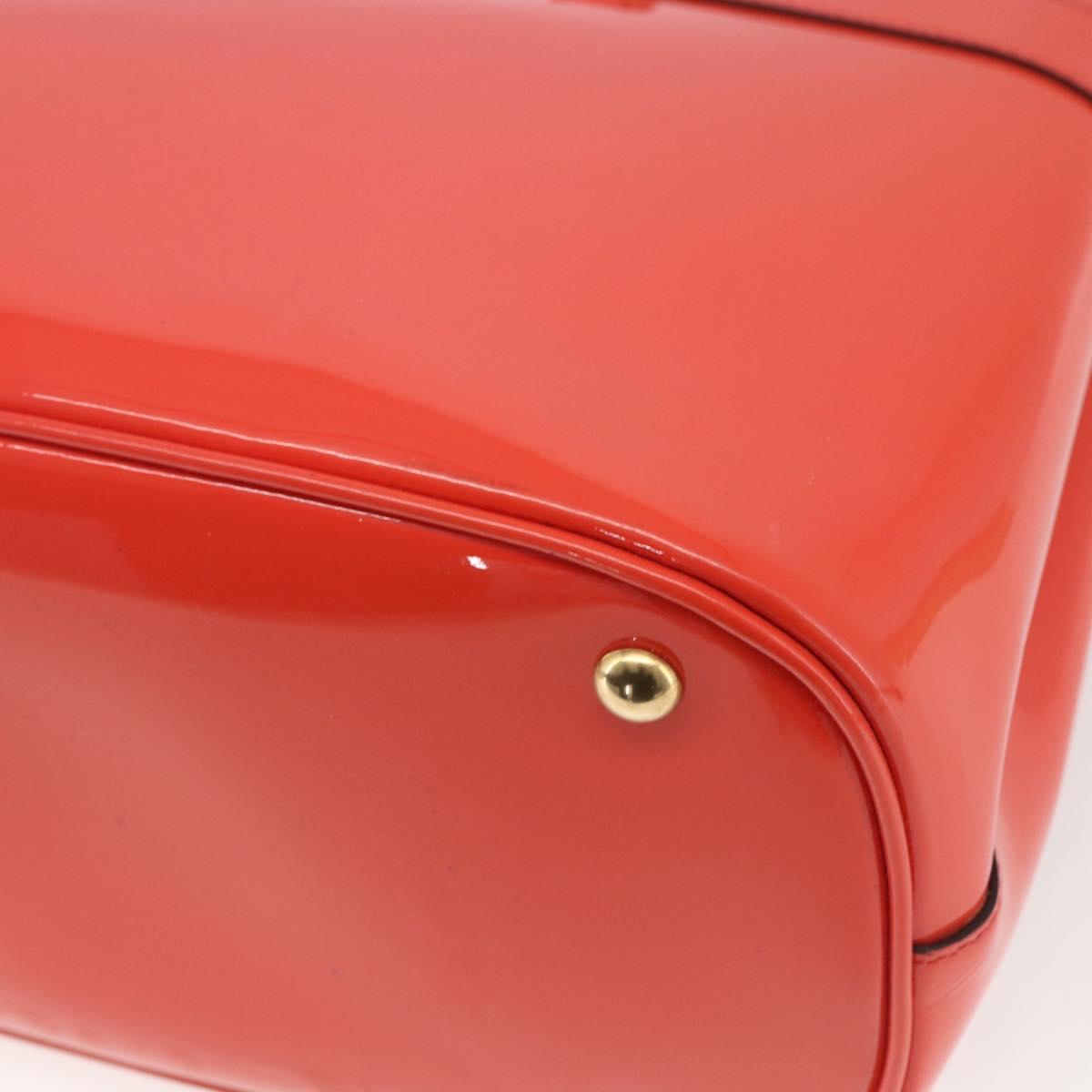 GUCCI Horsebit Hand Bag Patent leather 2way Orange 319795 Auth 165050