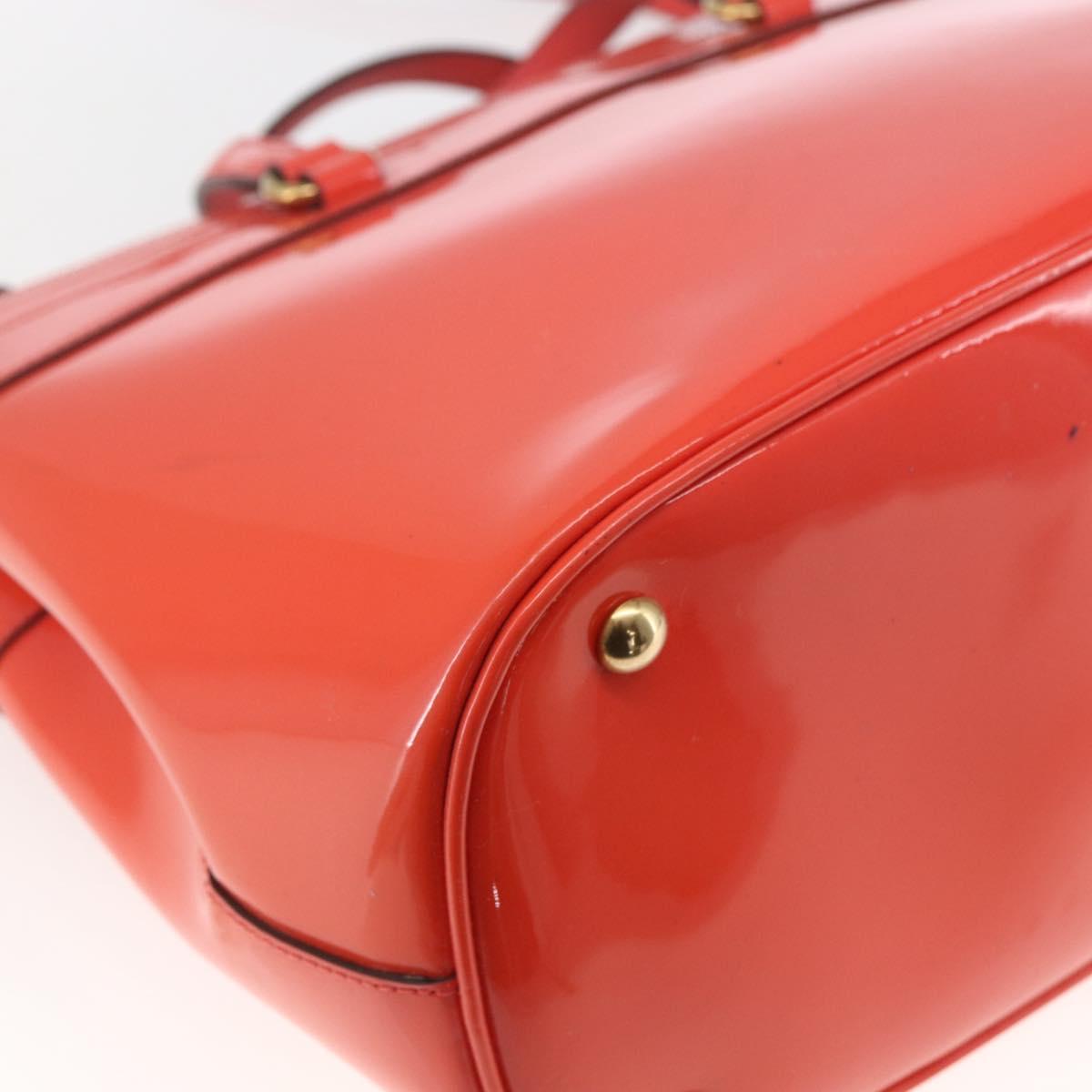 GUCCI Horsebit Hand Bag Patent leather 2way Orange 319795 Auth 165050