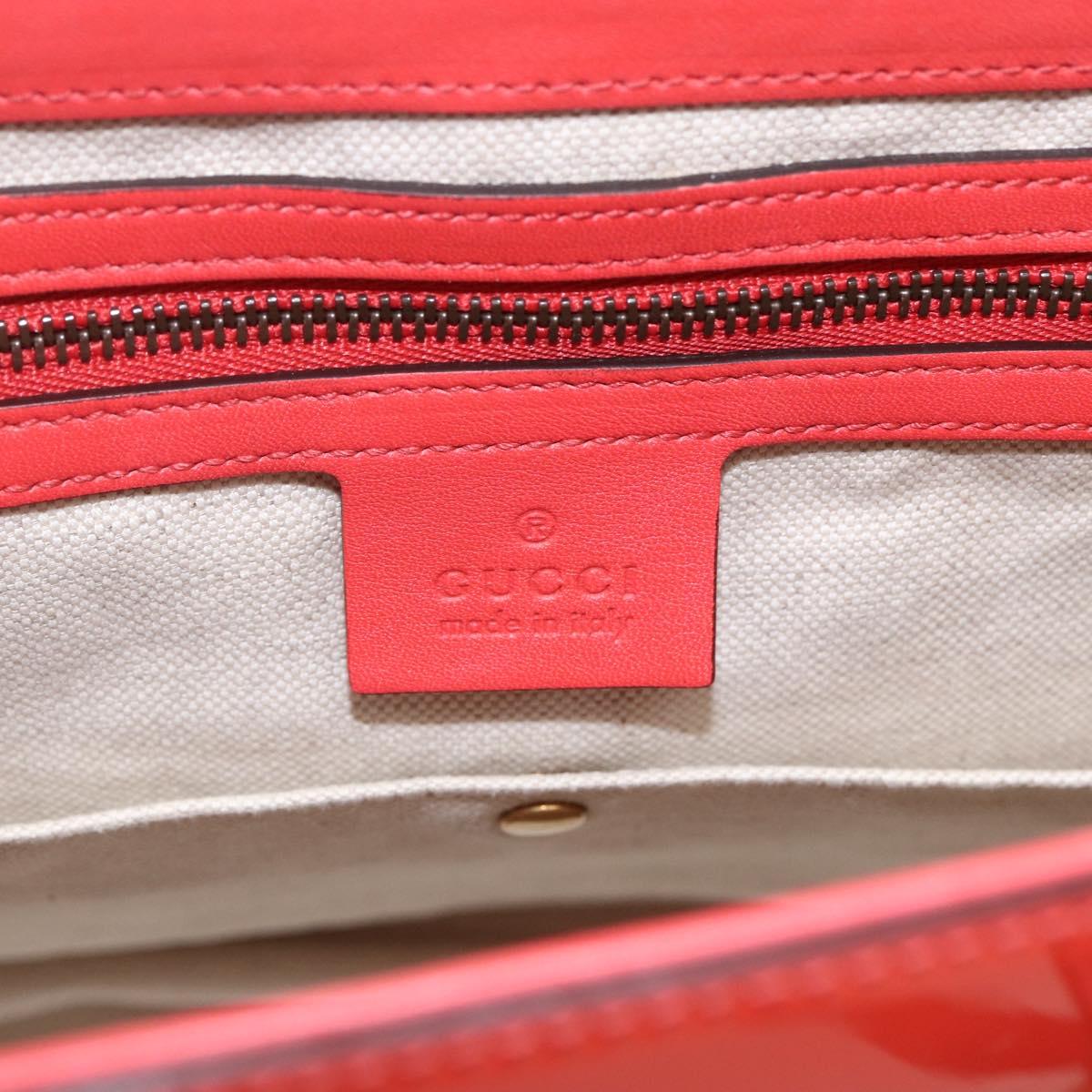 GUCCI Horsebit Hand Bag Patent leather 2way Orange 319795 Auth 165050