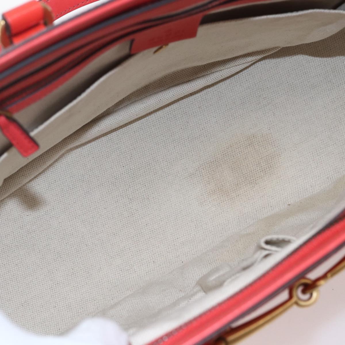 GUCCI Horsebit Hand Bag Patent leather 2way Orange 319795 Auth 165050