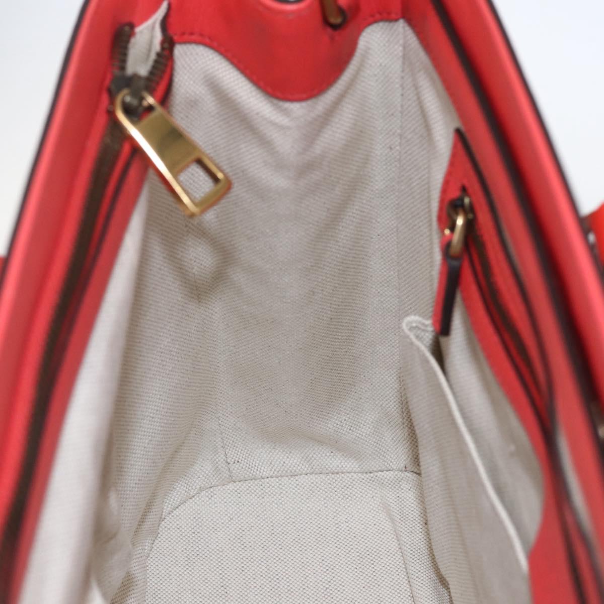 GUCCI Horsebit Hand Bag Patent leather 2way Orange 319795 Auth 165050