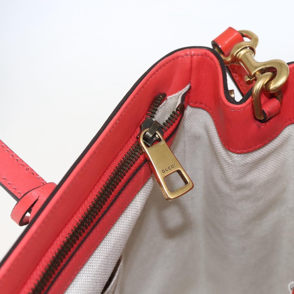 GUCCI Horsebit Hand Bag Patent leather 2way Orange 319795 Auth 165050