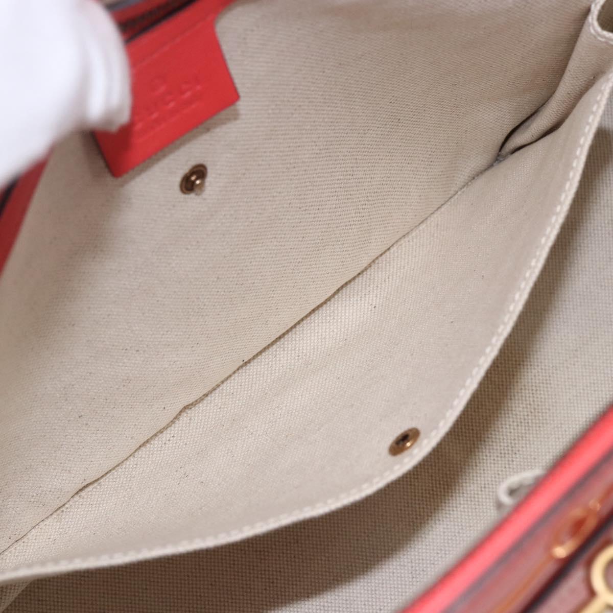 GUCCI Horsebit Hand Bag Patent leather 2way Orange 319795 Auth 165050