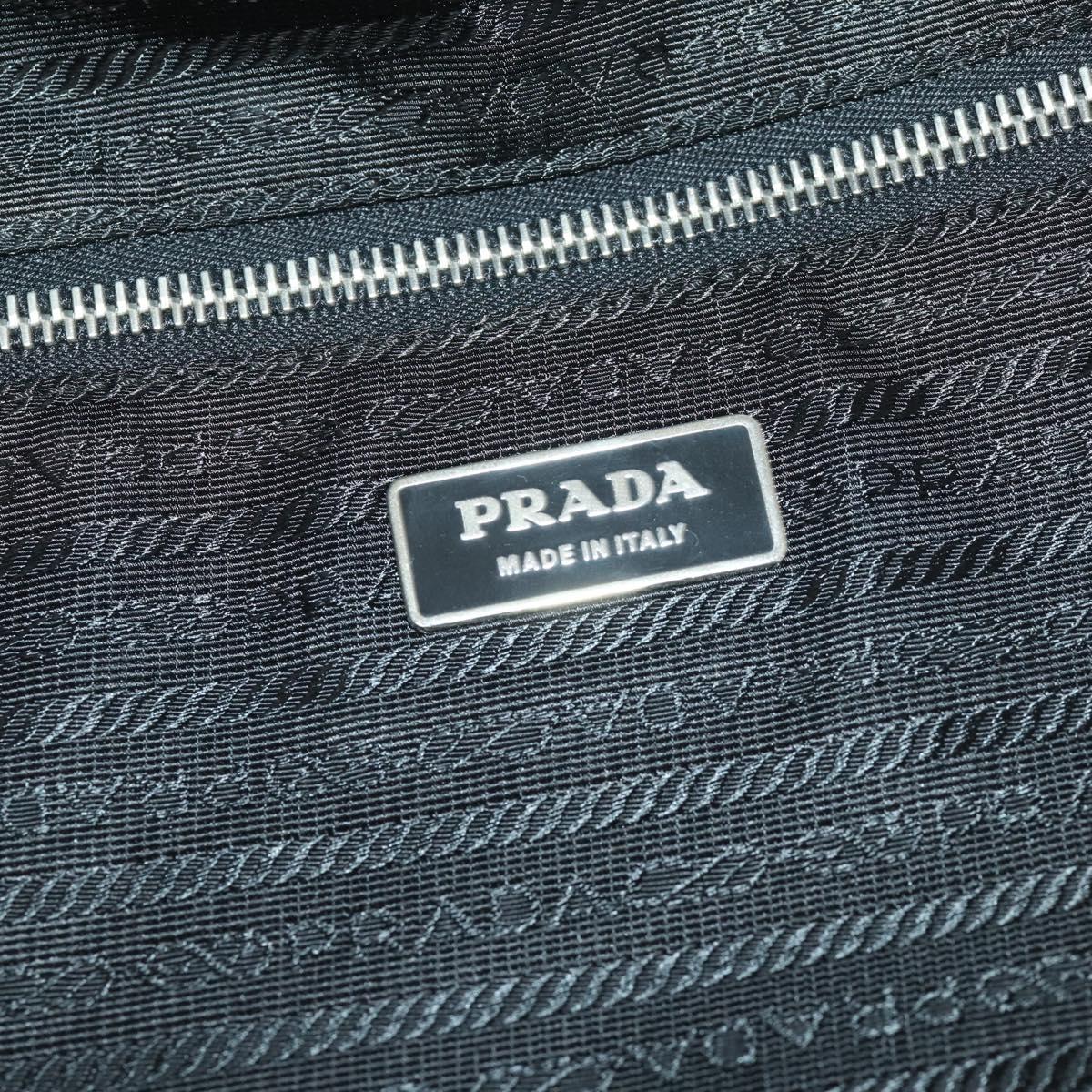 PRADA Carry Case Suitcase Nylon Leather Black Silver Auth 165055