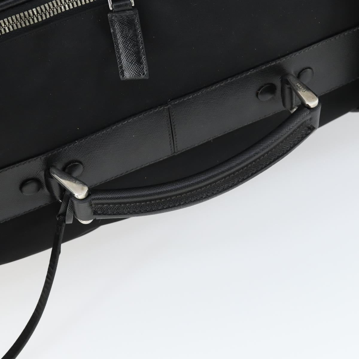 PRADA Carry Case Suitcase Nylon Leather Black Silver Auth 165055