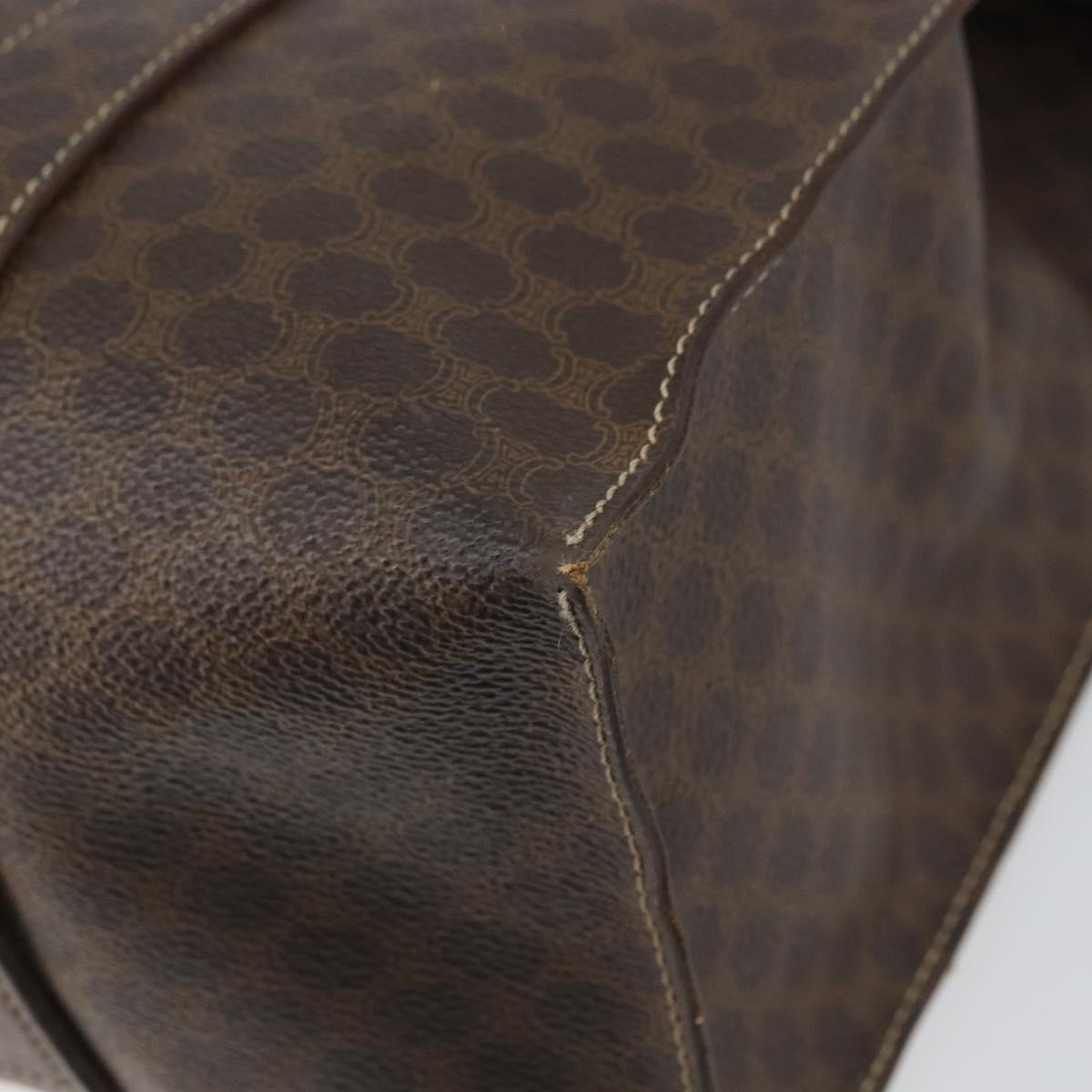 CELINE Macadam Canvas Tote Bag PVC Leather Brown Gold Auth 165060