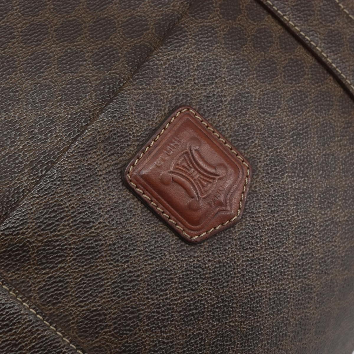 CELINE Macadam Canvas Tote Bag PVC Leather Brown Gold Auth 165060