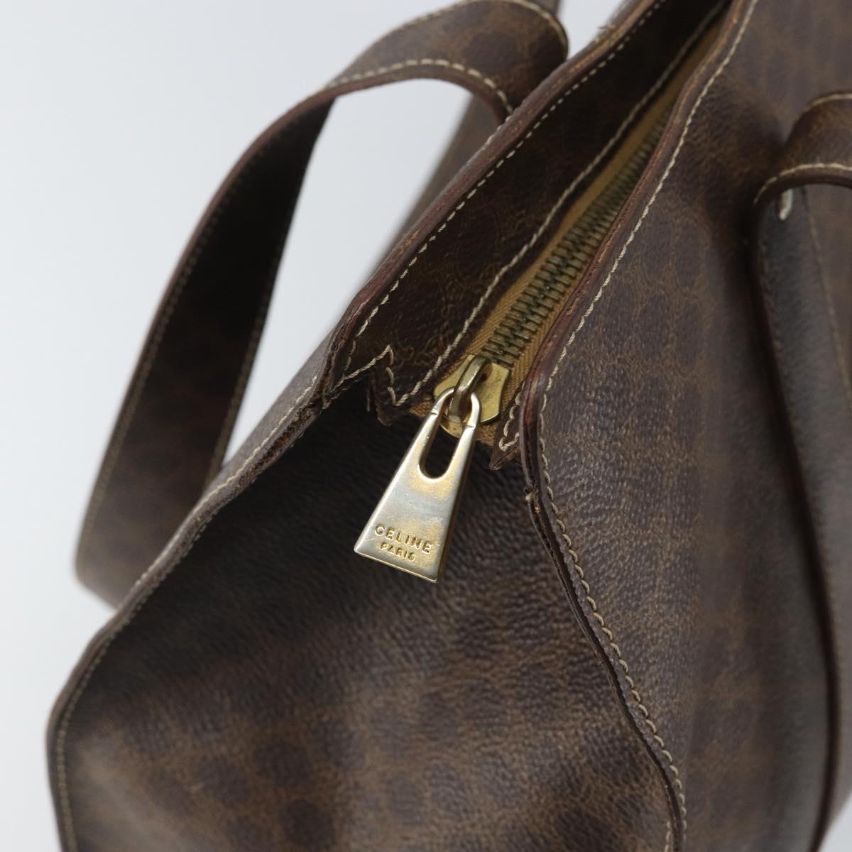 CELINE Macadam Canvas Tote Bag PVC Leather Brown Gold Auth 165060