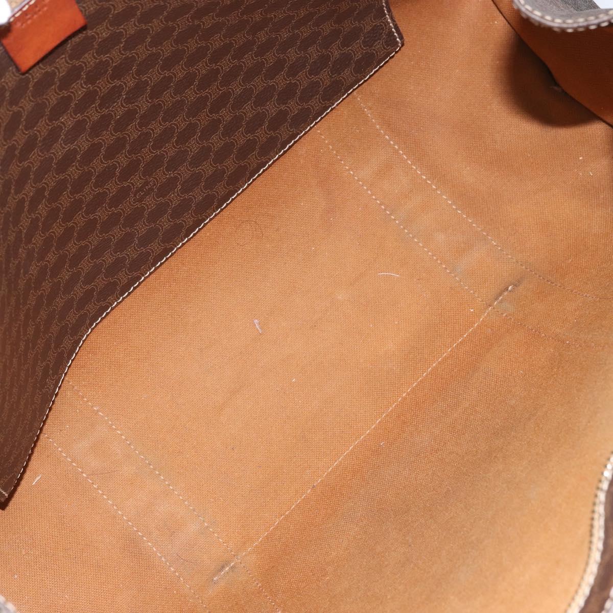 CELINE Macadam Canvas Tote Bag PVC Leather Brown Gold Auth 165060