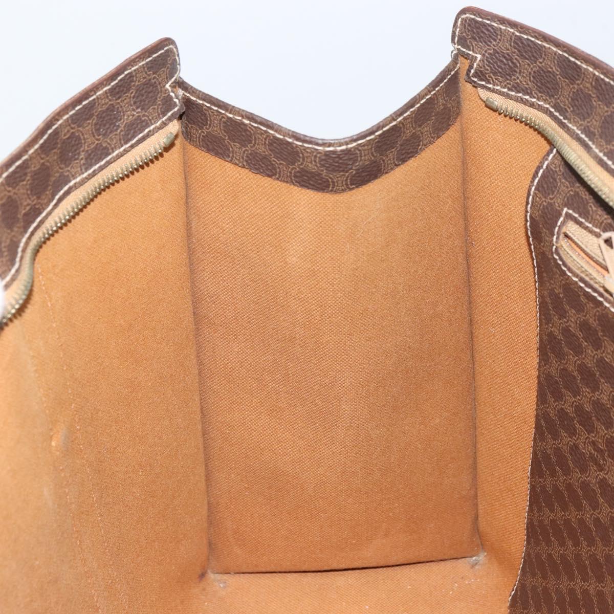 CELINE Macadam Canvas Tote Bag PVC Leather Brown Gold Auth 165060