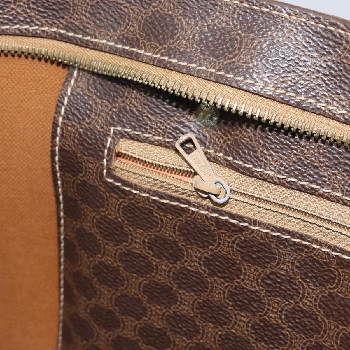 CELINE Macadam Canvas Tote Bag PVC Leather Brown Gold Auth 165060