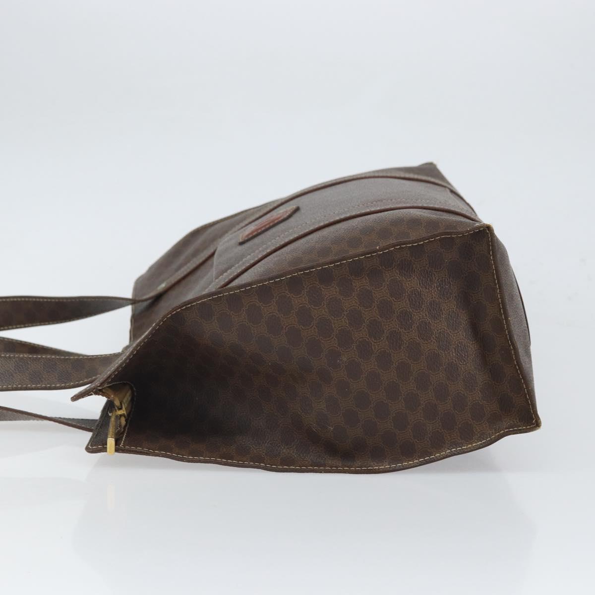 CELINE Macadam Canvas Tote Bag PVC Leather Brown Gold Auth 165060