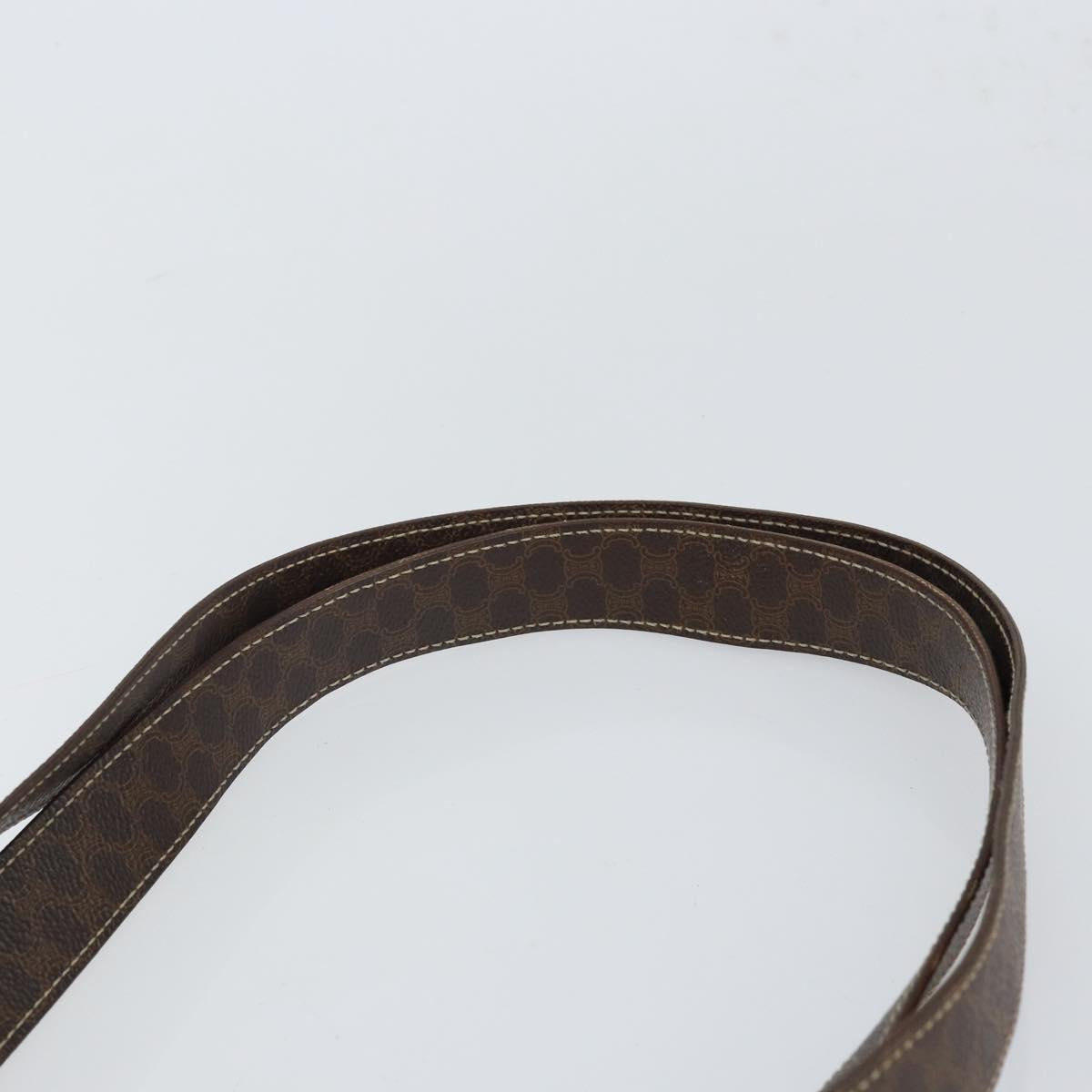 CELINE Macadam Canvas Tote Bag PVC Leather Brown Gold Auth 165060