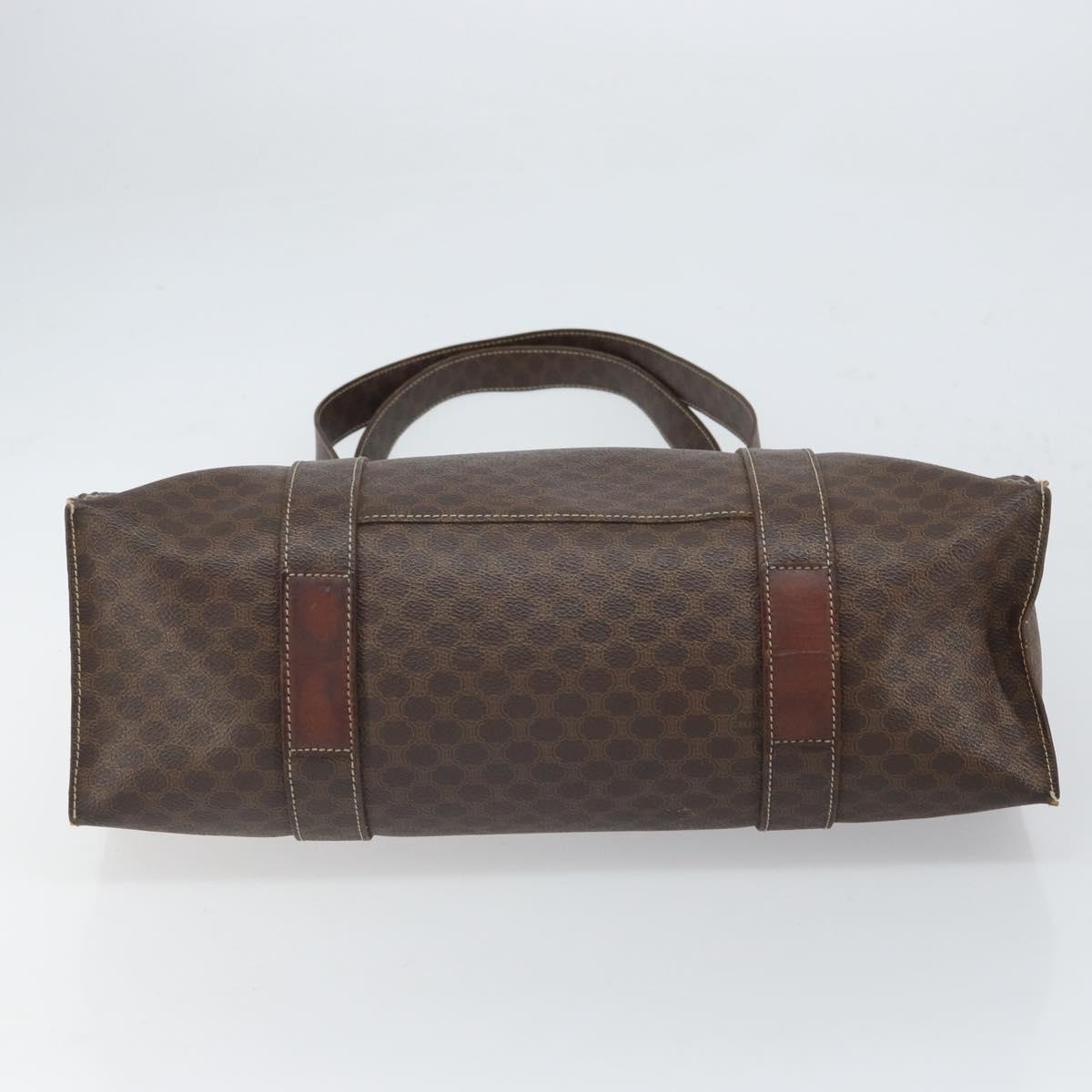 CELINE Macadam Canvas Tote Bag PVC Leather Brown Gold Auth 165060