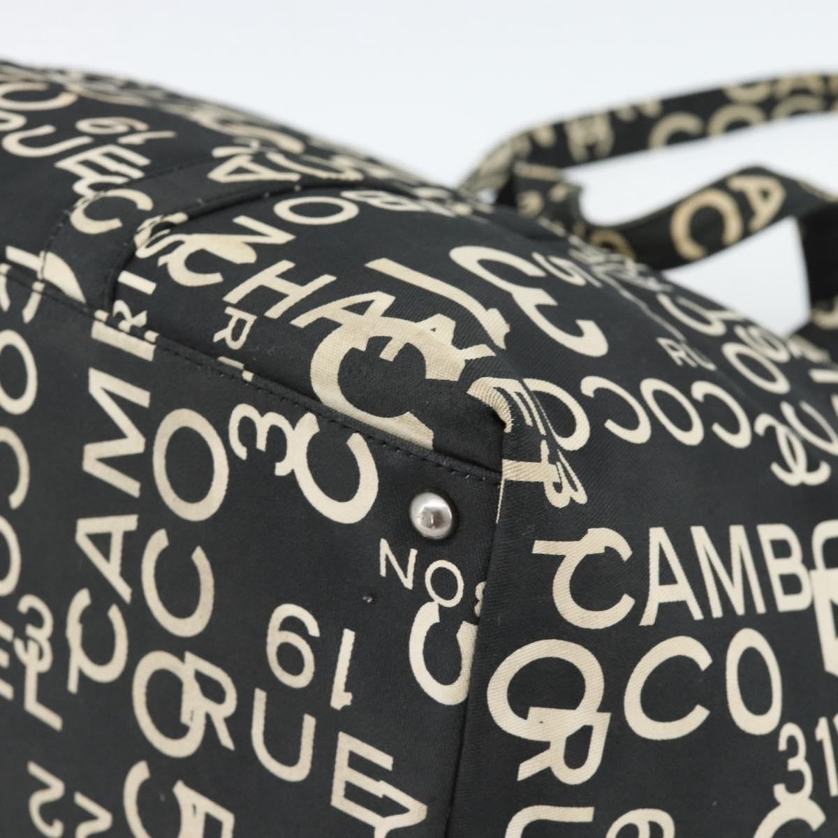 CHANEL By Sea Line Tote Bag Canvas Black Silver CC Auth 165062