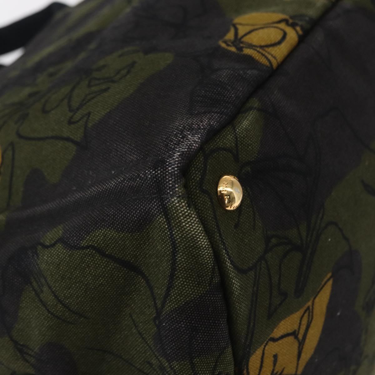 PRADA Camouflage Canapa GM Tote Bag Canvas Khaki Gold Auth 165063