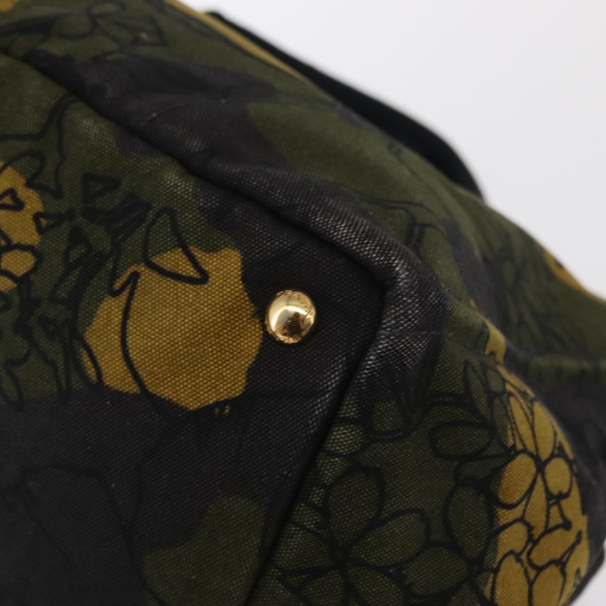 PRADA Camouflage Canapa GM Tote Bag Canvas Khaki Gold Auth 165063