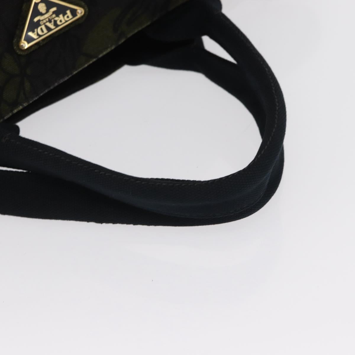 PRADA Camouflage Canapa GM Tote Bag Canvas Khaki Gold Auth 165063