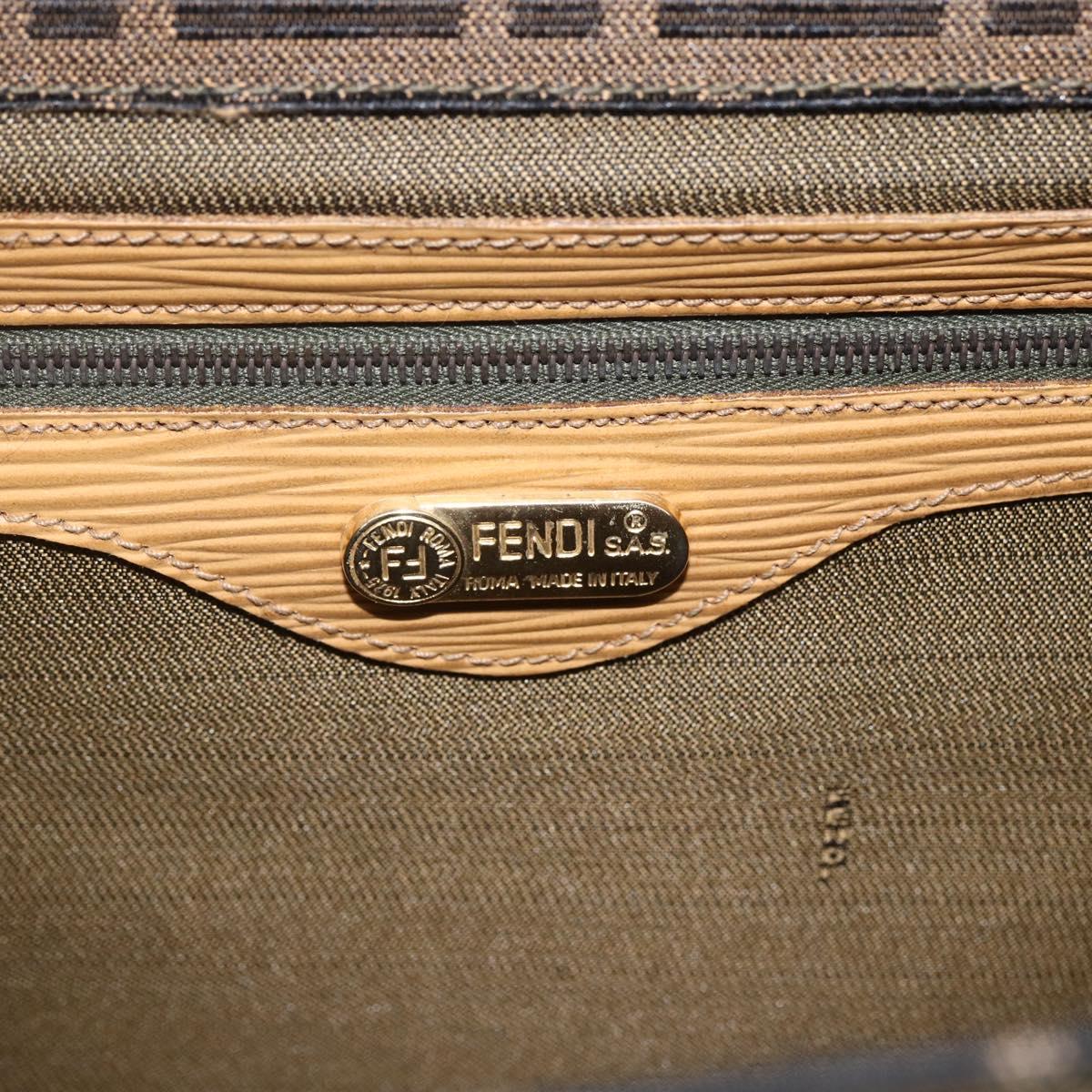 FENDI Zucca Canvas Hand Bag Black Brown gold Auth 165065