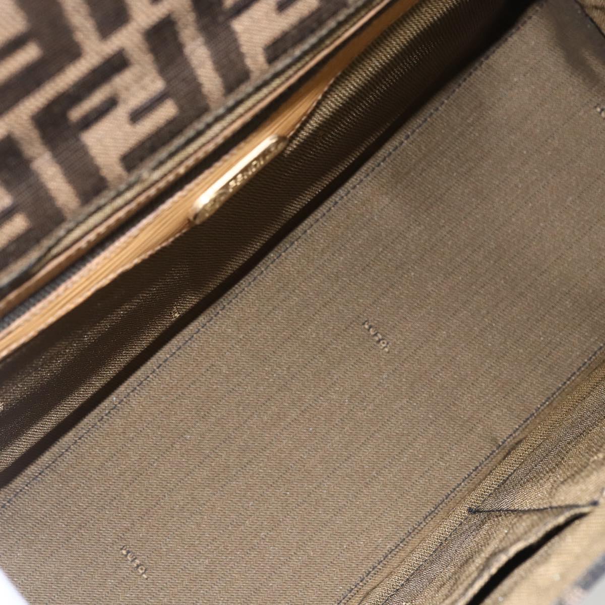 FENDI Zucca Canvas Hand Bag Black Brown gold Auth 165065