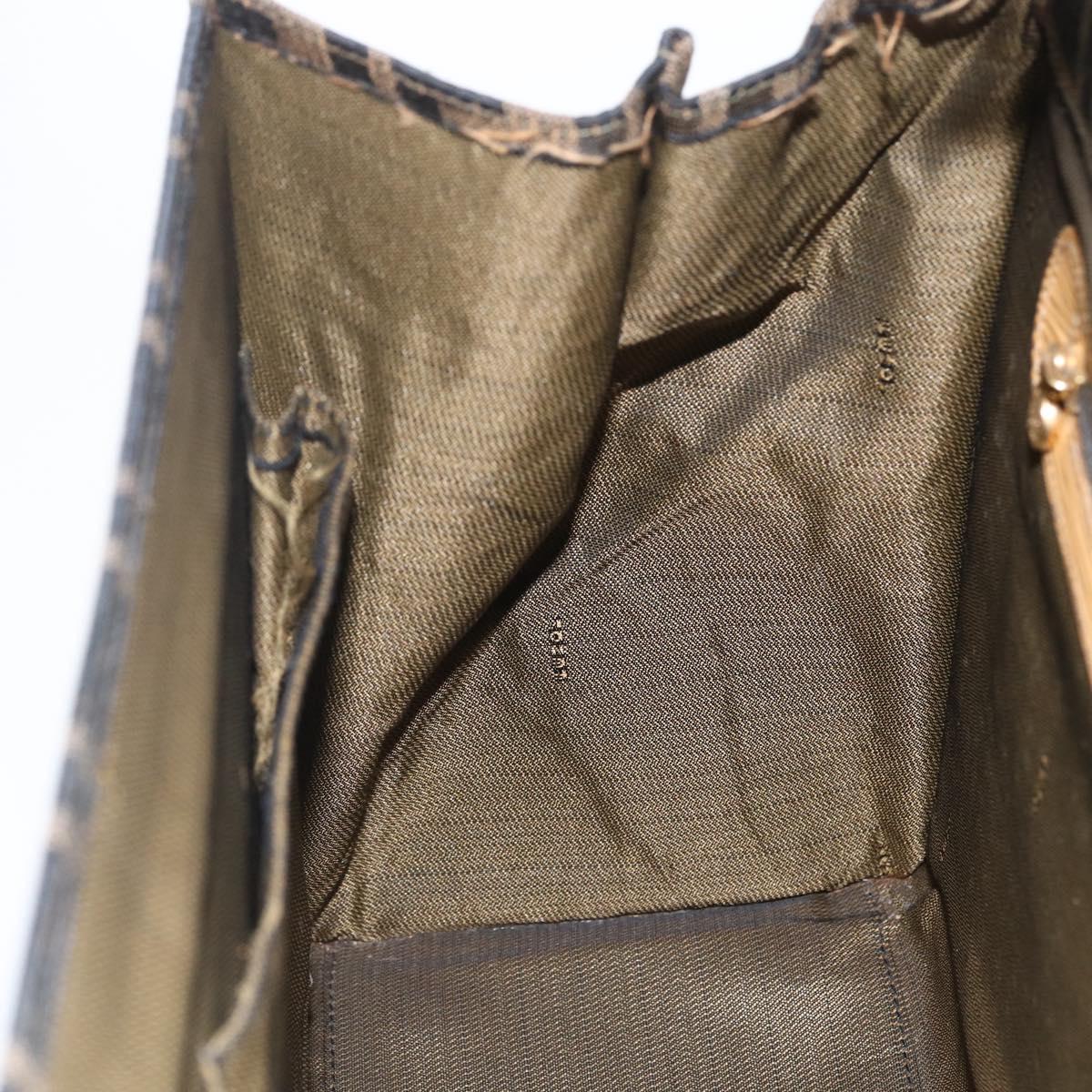 FENDI Zucca Canvas Hand Bag Black Brown gold Auth 165065