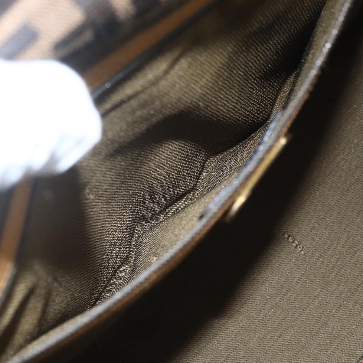 FENDI Zucca Canvas Hand Bag Black Brown gold Auth 165065